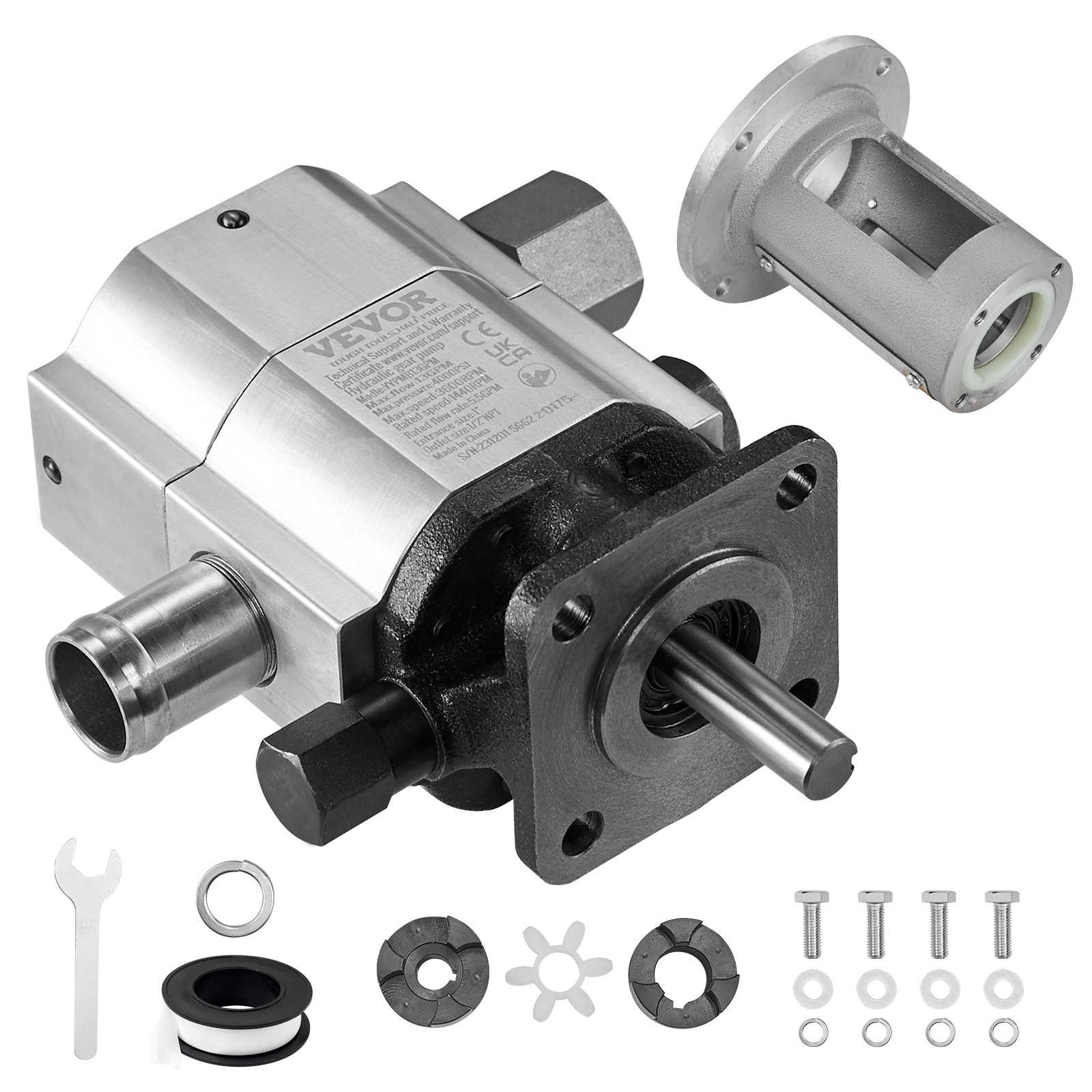 Hydraulic Wood Log Splitter Pump Kit Gear Pump 13GPM 2 Stage with Coupling