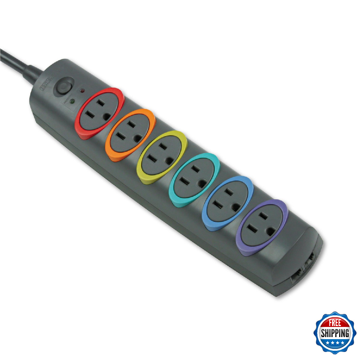 Kensington SmartSockets 6-Outlet, 8-Foot Cord, & 1260 Joules Premium Surge Prote