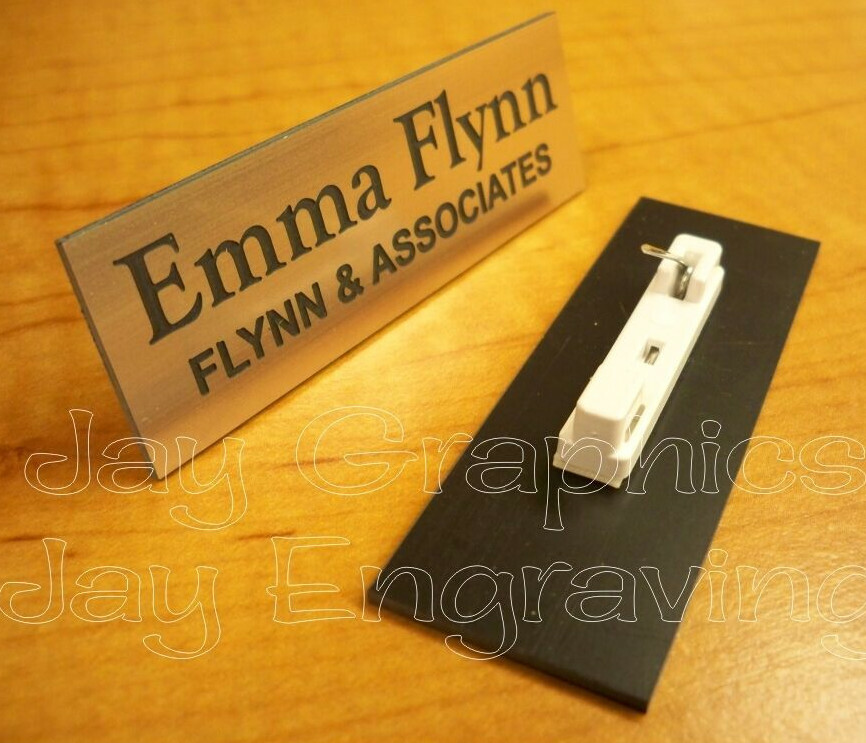 Custom Engraved 1x3 Copper Name Tag & Pin / Employee Badge Owner President ID