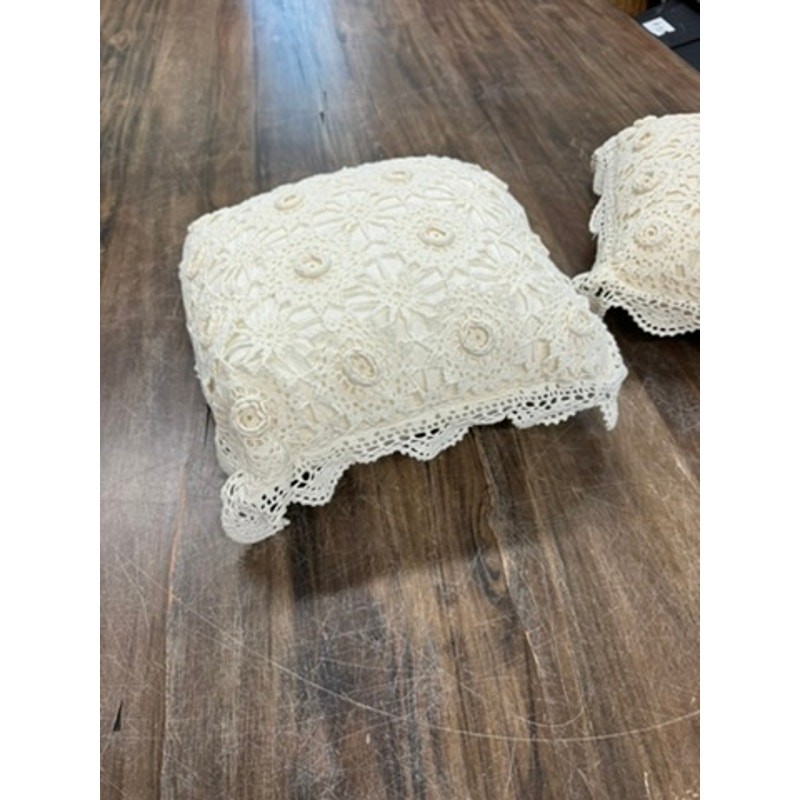 Set Of 2 vintage crochet pillows ,Victorian, PLZ READ, Needs Repair,Final Sale