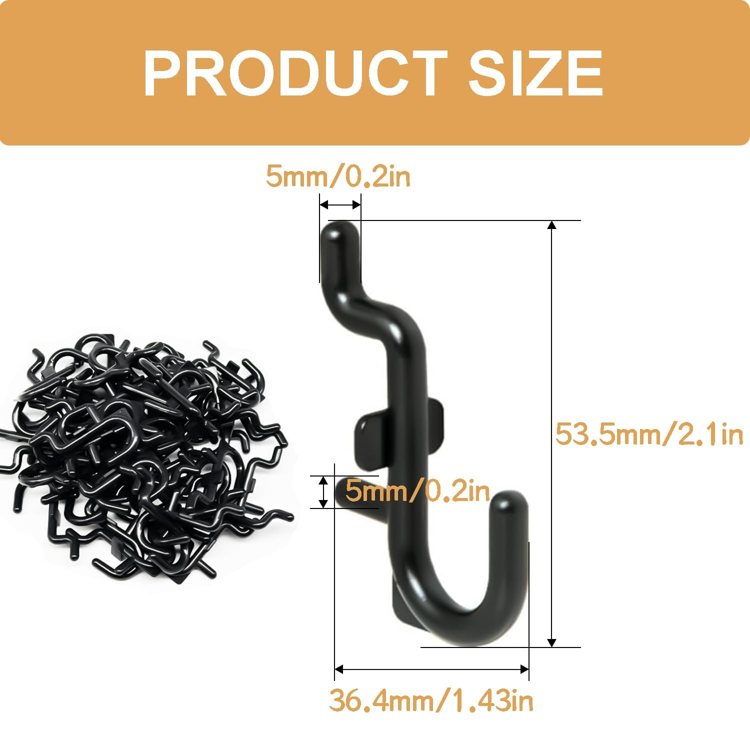 zDwfDc 50PCS Pegboard Hooks Plastic Peg Board J for 50Pcs, Black