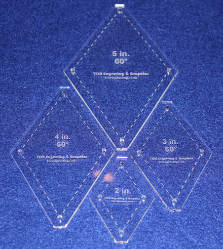 No Tip 60° Diamond 4 Pc Set- 2,3,4,5"-Inches -Acrylic 1/8" w/guides