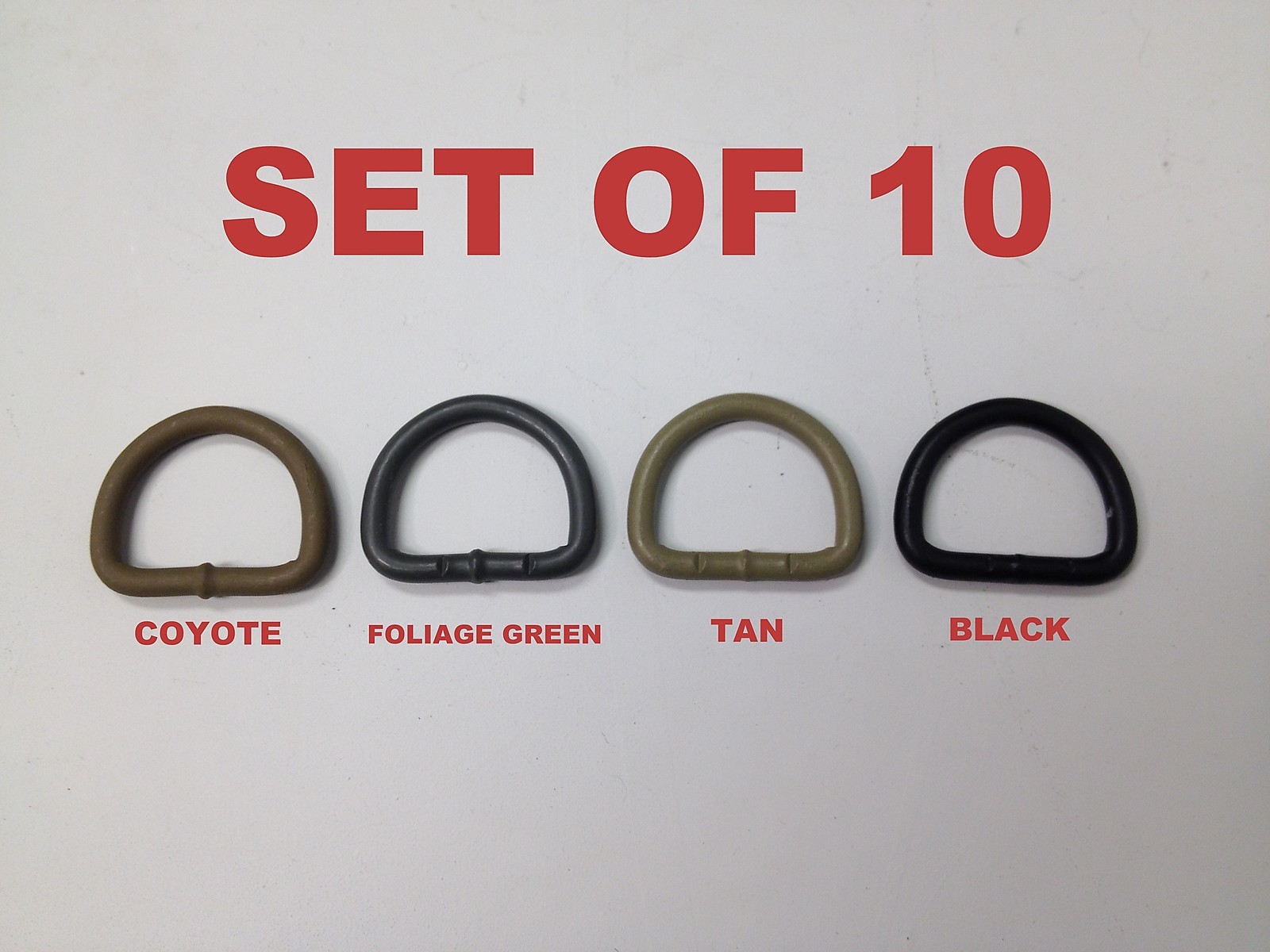 SET OF 10 USA MADE 1" Dee Ring D Ring Webbing Sling - 8 Gauge - Tactical Colors