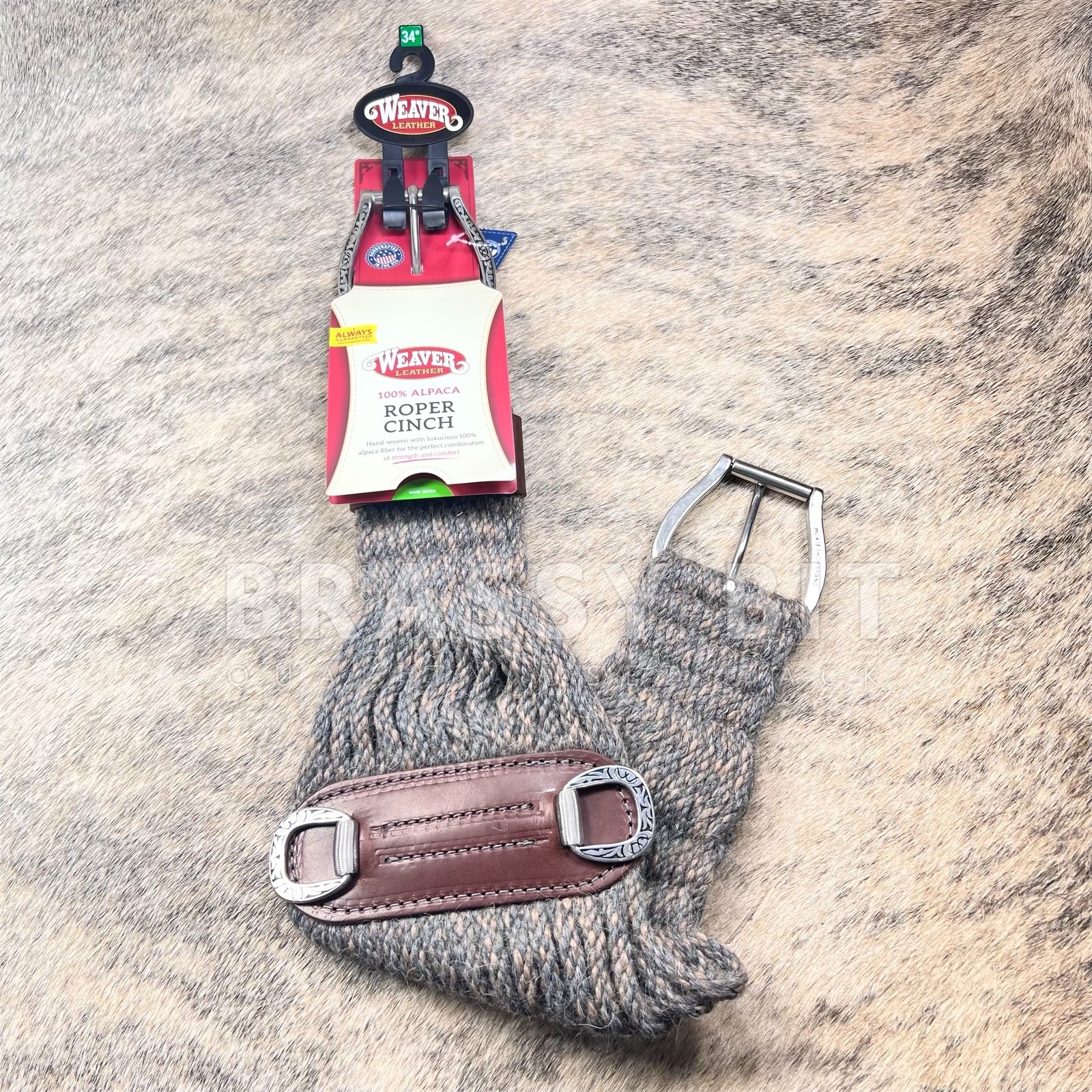 34" Weaver Alpaca Mohair Roper Cinch w/ Jeremiah Watt Hardware