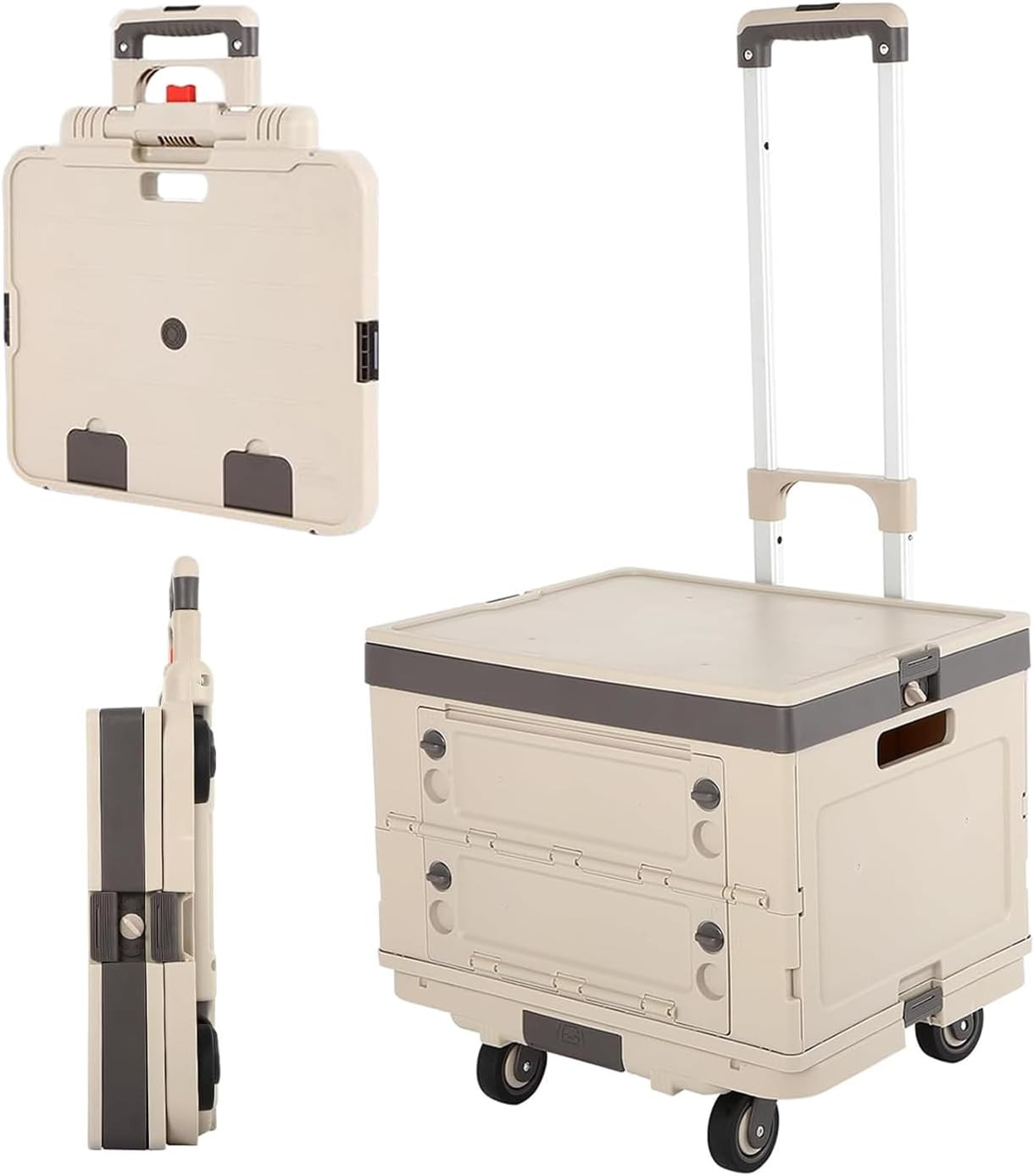 Rolling Crate Cart with Wheels,2 in 1 Utility Cart with Lockable Lids,132 Lbs Fo