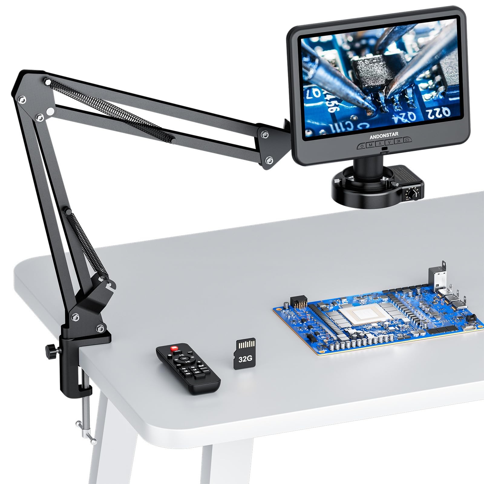 AD109 Digital Microscope with 10.1" Screen for Adults, Flexible Boom Arm Stan...