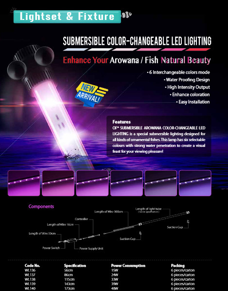 OCEAN FREE SUBMERSIBLE AROWANA COLOR CHANGEABLE LED LIGHT (86 CM) 19W