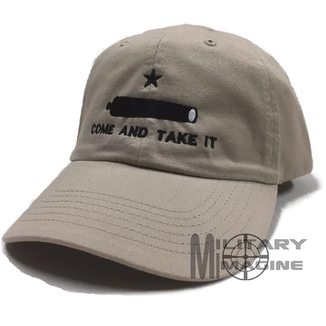 Come And Take It Cannon Weapon 2nd Amendment Star Gun Cap Hat Khaki Rifle