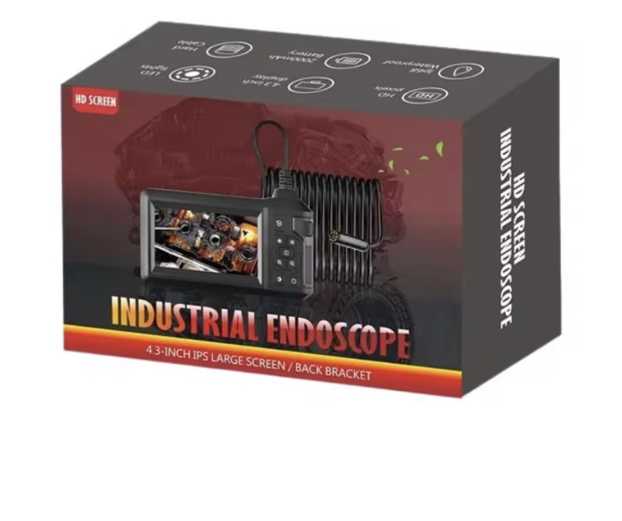 Industrial Endoscope 4.3 in LCD 1080P 10 m Semi-Rigid 8mm Waterproof 8x