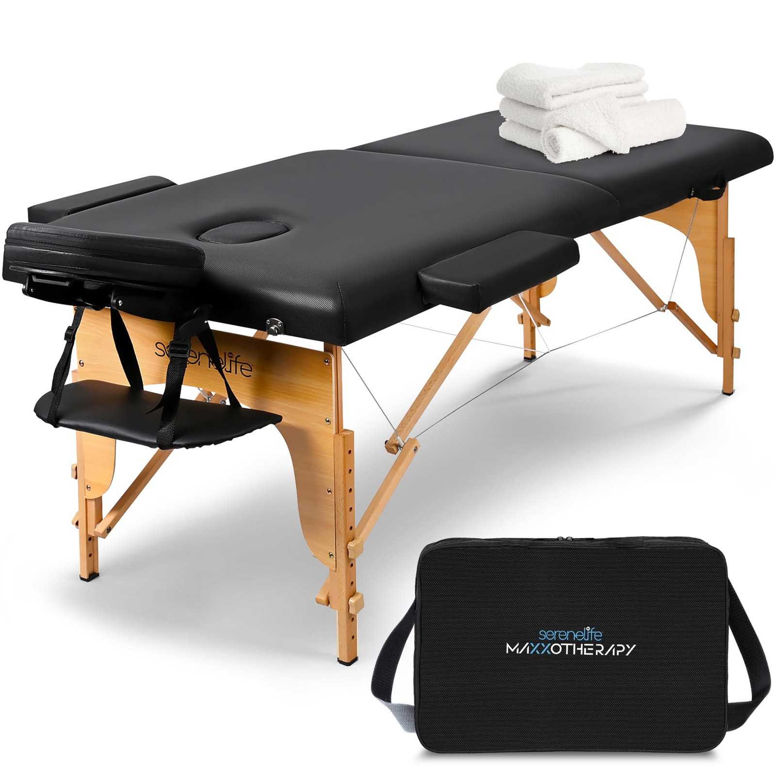 SereneLife Portable Massage Table, Adjustable Folding 3 Sections w/ Carrying Bag