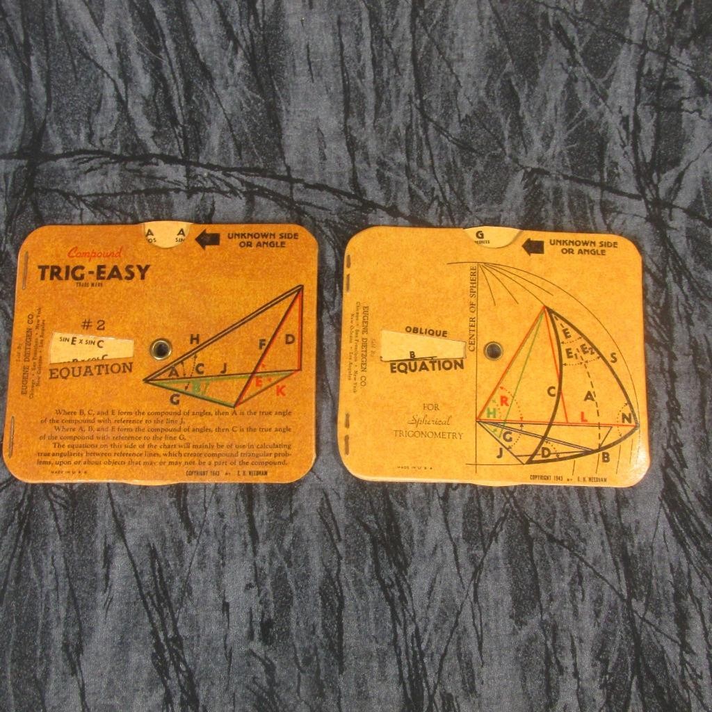 Pair 1943 Trig-Easy Calculators Spherical & Compound Trigonometry