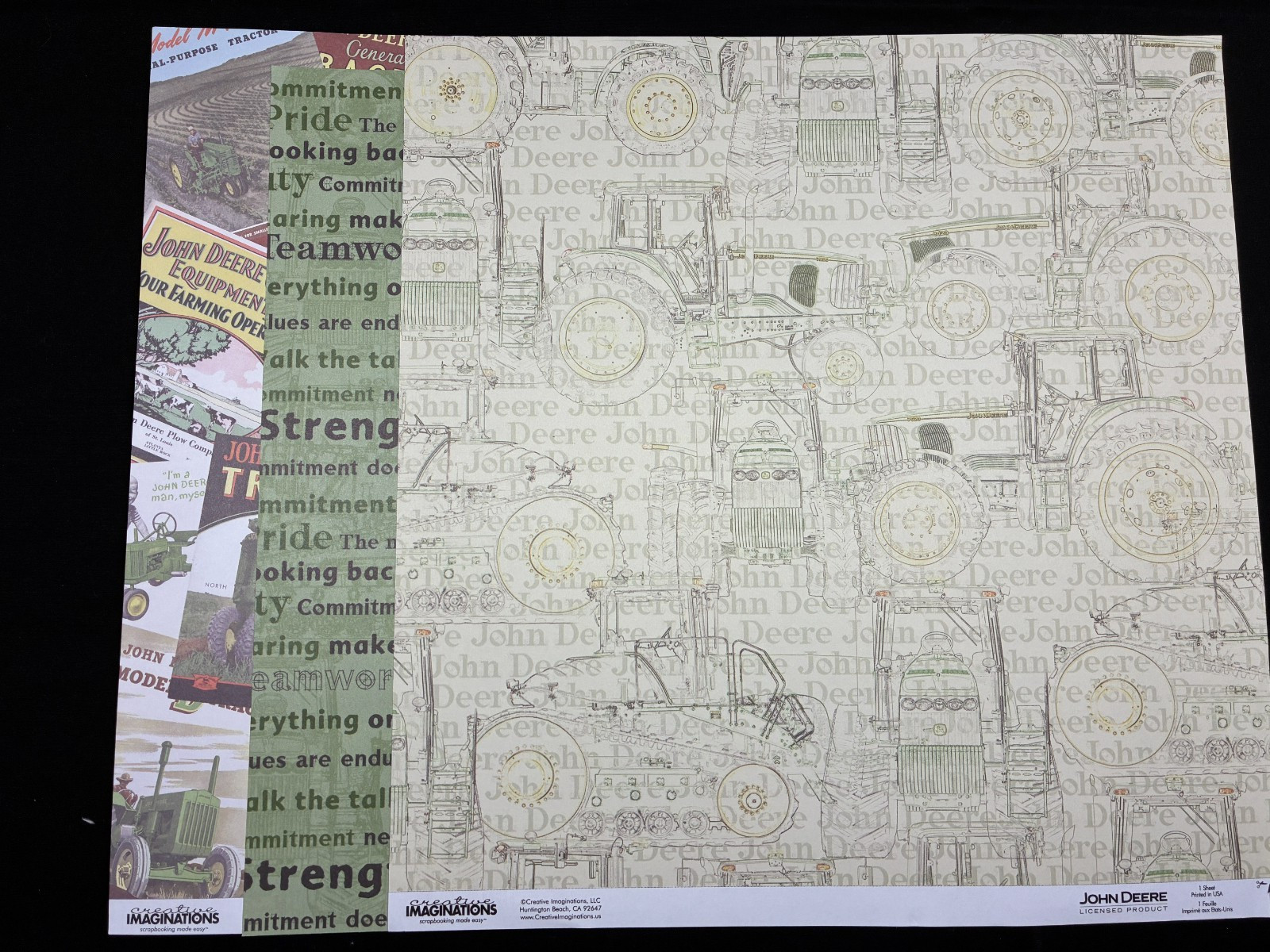 CREATIVE IMAGINATIONS "JOHN DEERE" 12 x 12 SINGLE-SIDED PAPERS
