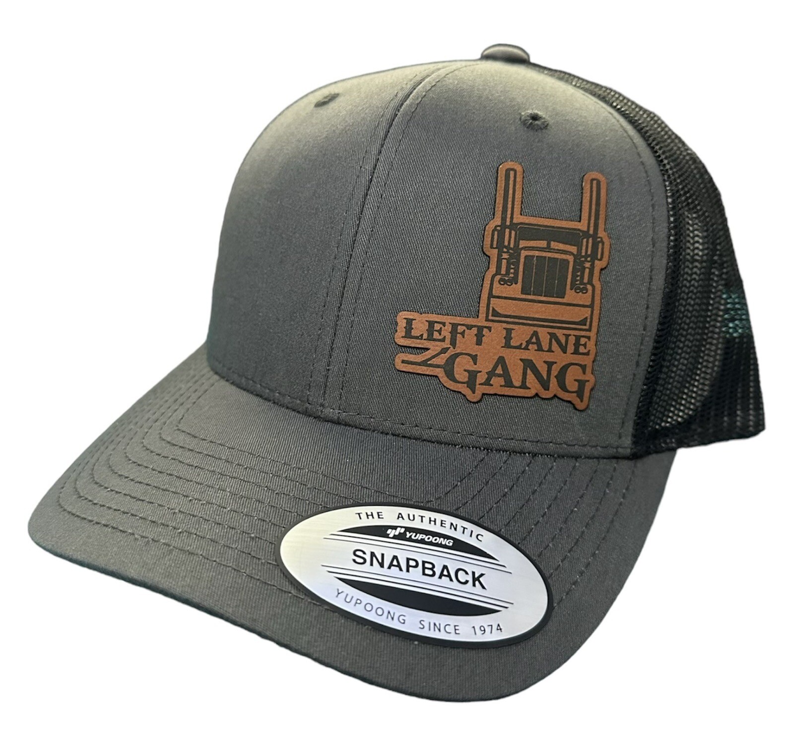 Left Lane Gang, Trucking Leather Patch Snapback Hat - Many Colors