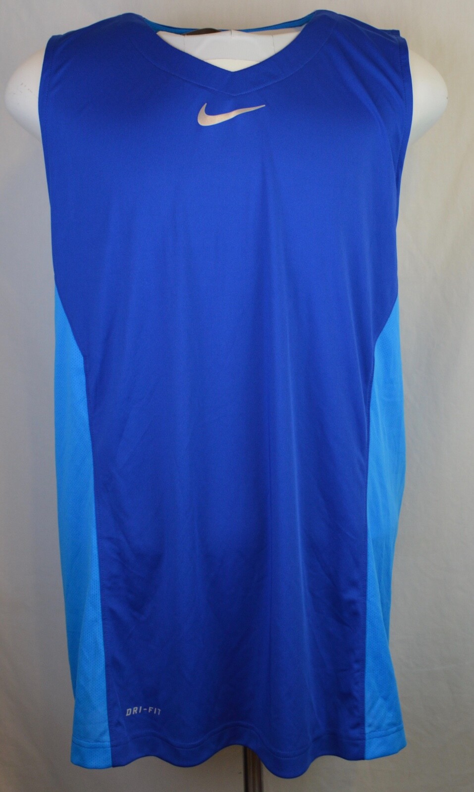 NEW NIKE HYBRID SLEEVELESS BASKETBALL MENS 2XL BLUE REFLECTIVE V-NECK RUNNING