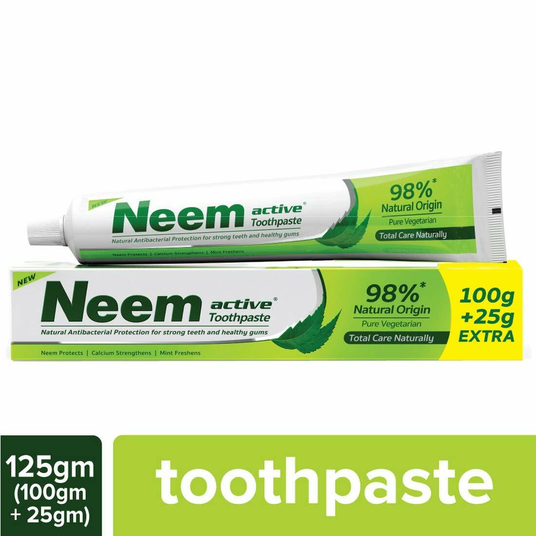 Neem Active 98%Natural Origin Total Care Toothpaste 100 gm + 25 Gm - 6 Tubes