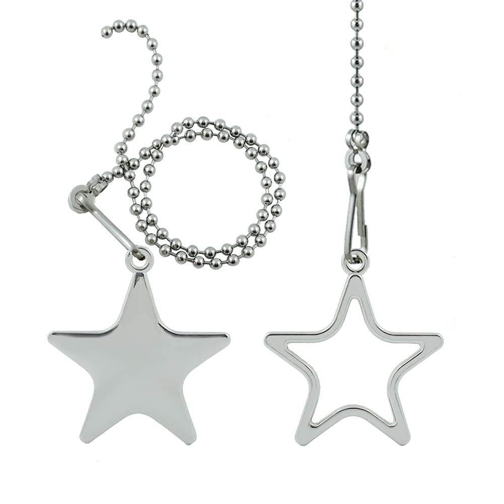 Wayilea Pull Chain Star Ornaments, Ceiling Fan 1.93 X 2.13 inch, Silver