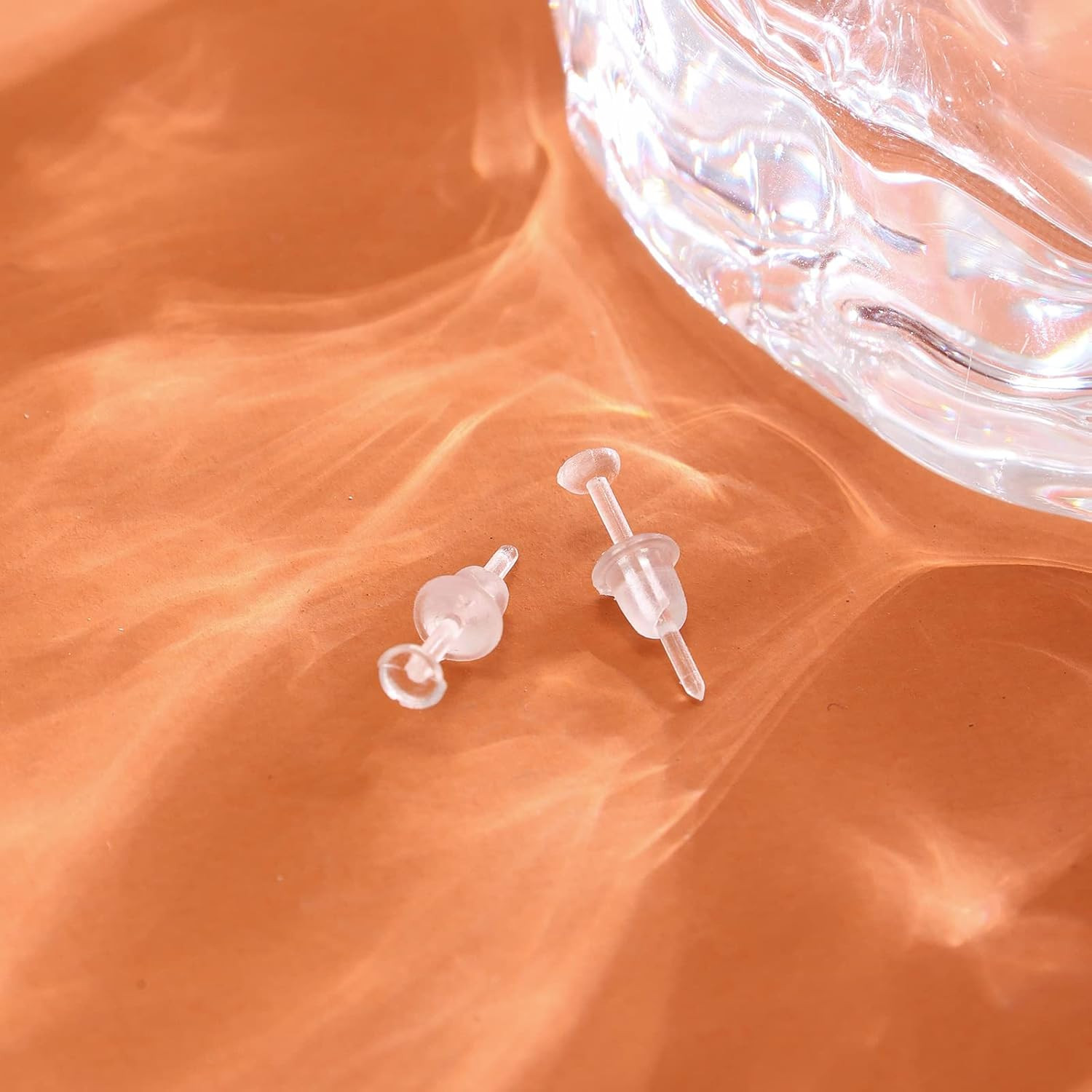 Plastic Earrings, 200 PCS Invisible Clear Post Studs for Sports, Work - Flat Sil
