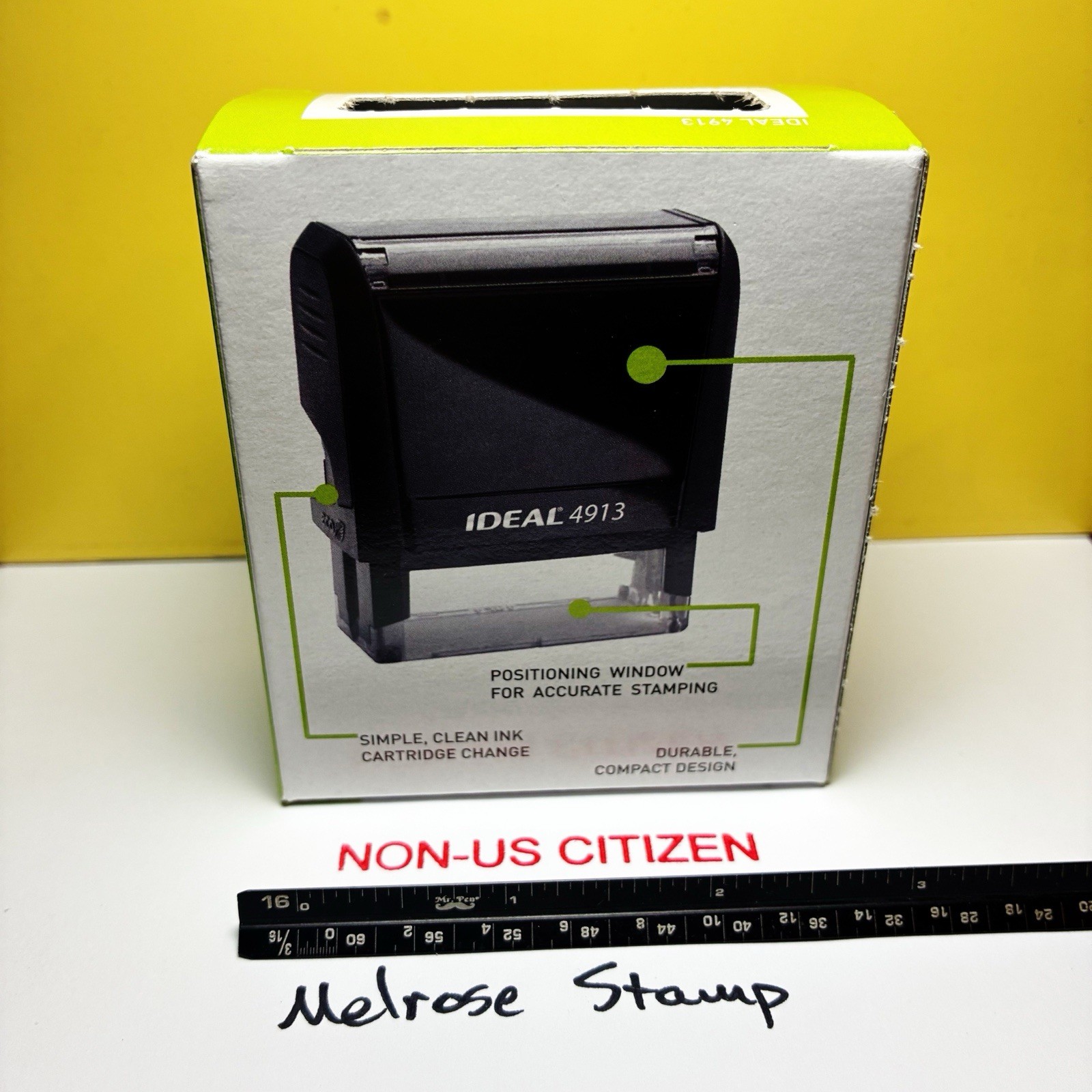 Non US Citizen Rubber Stamp Red Ink Self Inking Ideal 4913
