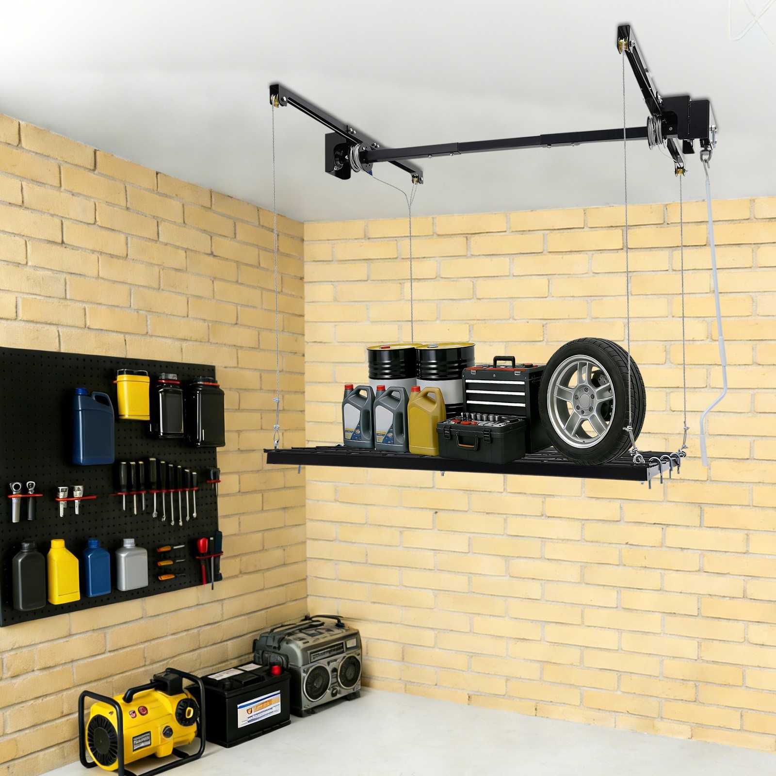 Overhead Garage Lifting Storage Rack Garage Storage Rack Adjustable Height