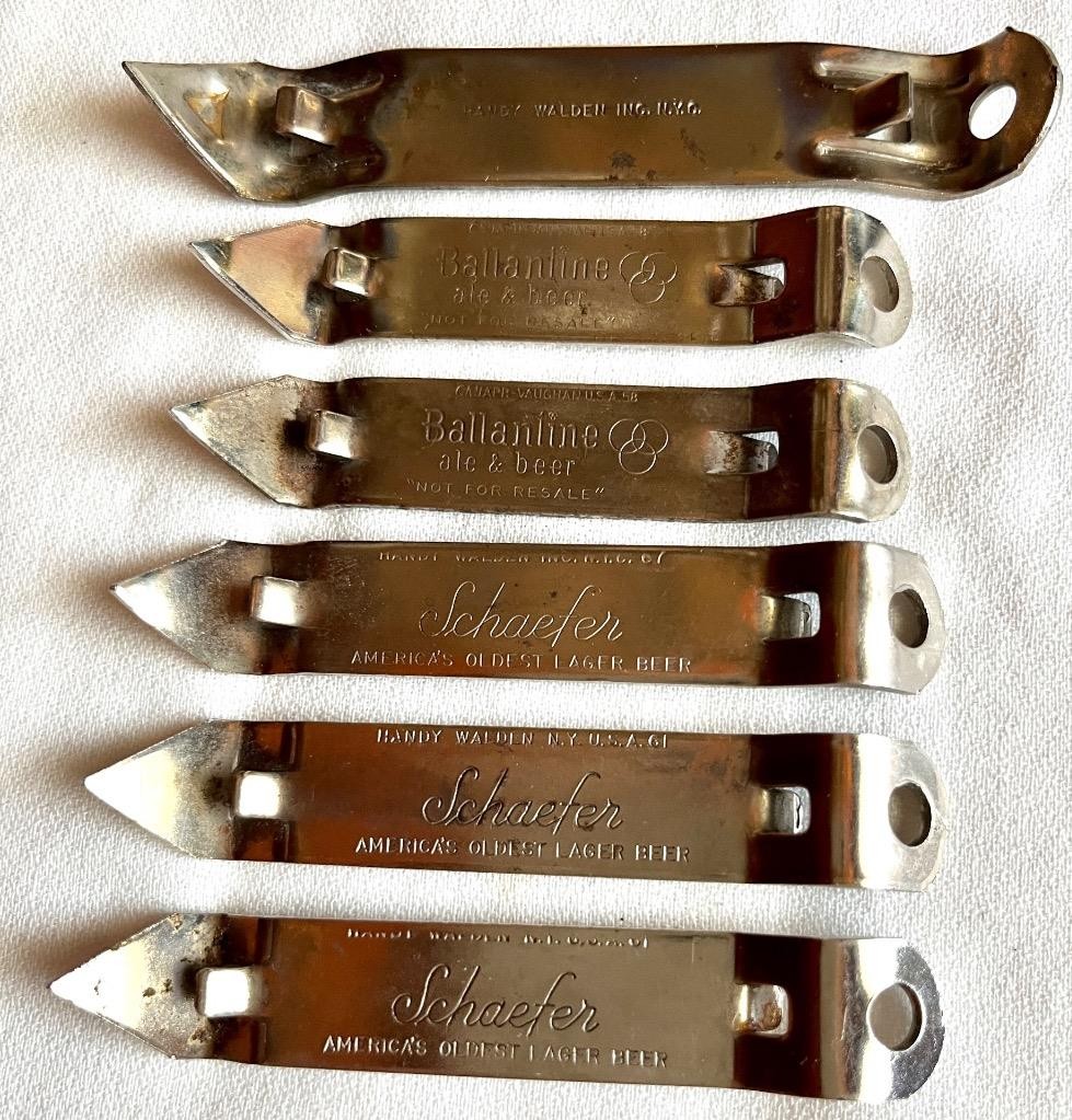 Lot of 6 Vintage Schaefer / Ballantine / Handy Church Key Bottle Opener #15-reg