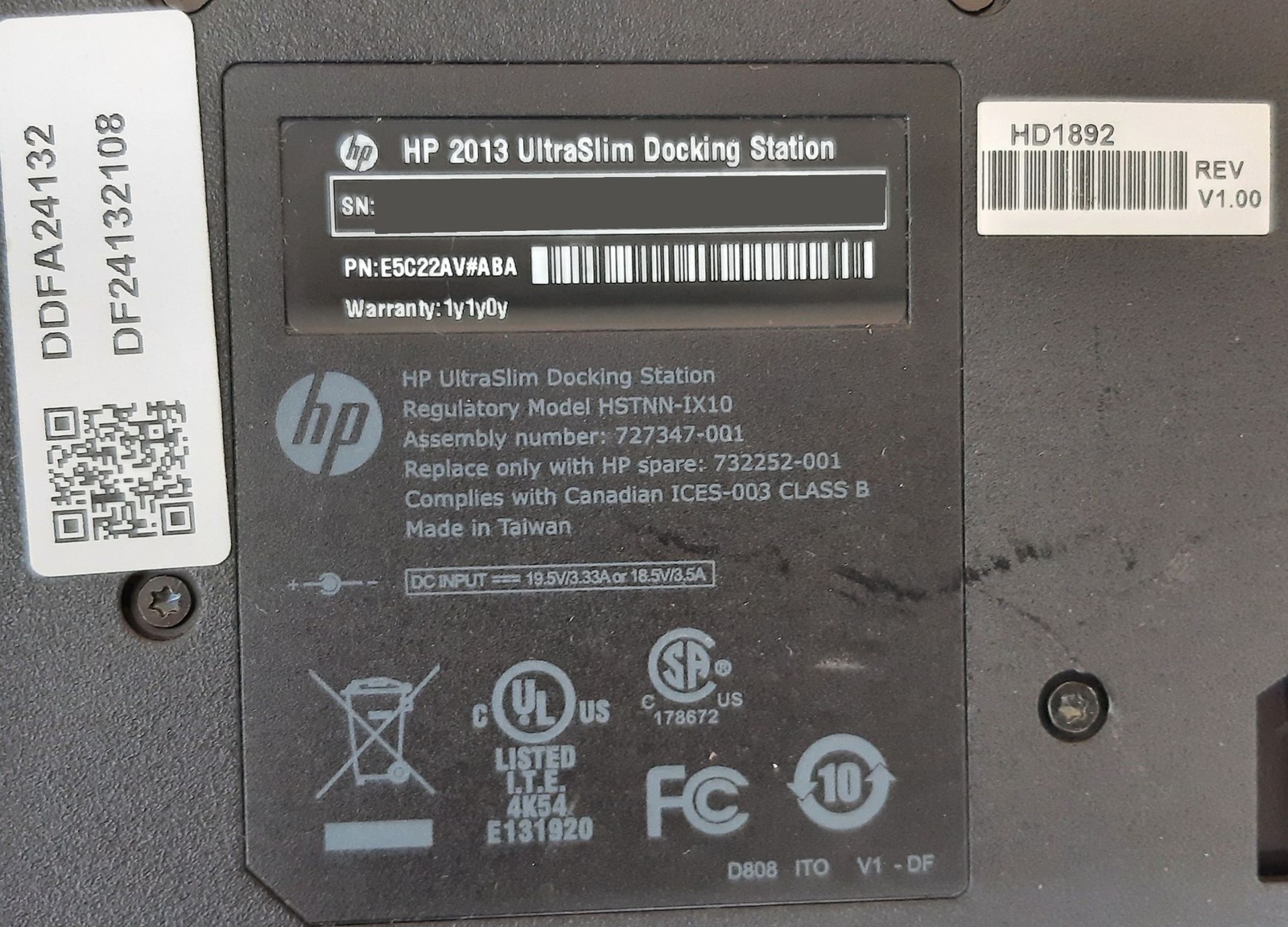 Lot of 7 HP 2013 UltraSlim Docking Station Black HSTNN-IX10 *Mixed PNs - Read*