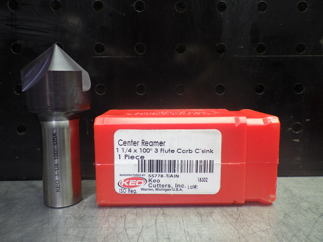 KEO 1.25" 3 Flute 100 Deg Carbide Counter Sink 3/4" Shank 55778-TiAlN (LOC508A)