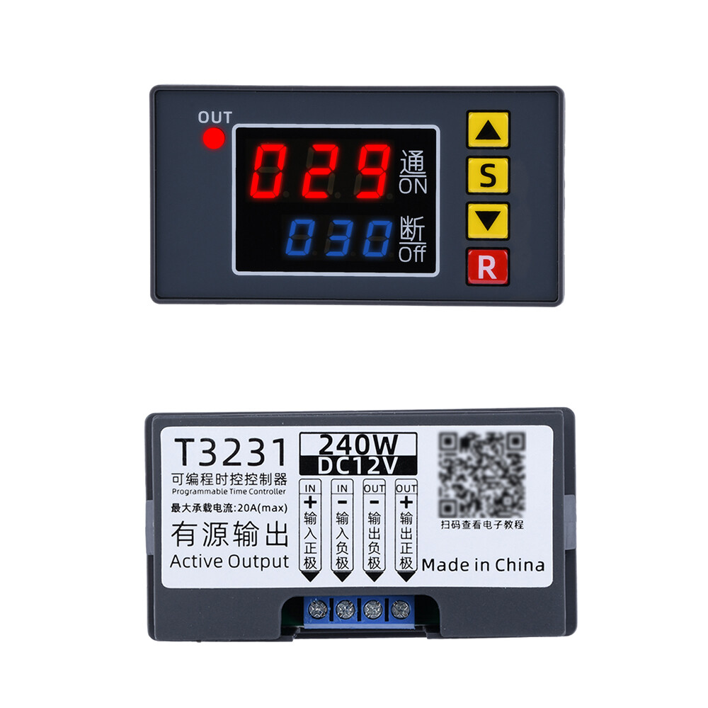 AC110-220V DC12V T3231 Digital Time Delay Relay Adjustable 1CH LED Cycle Timer