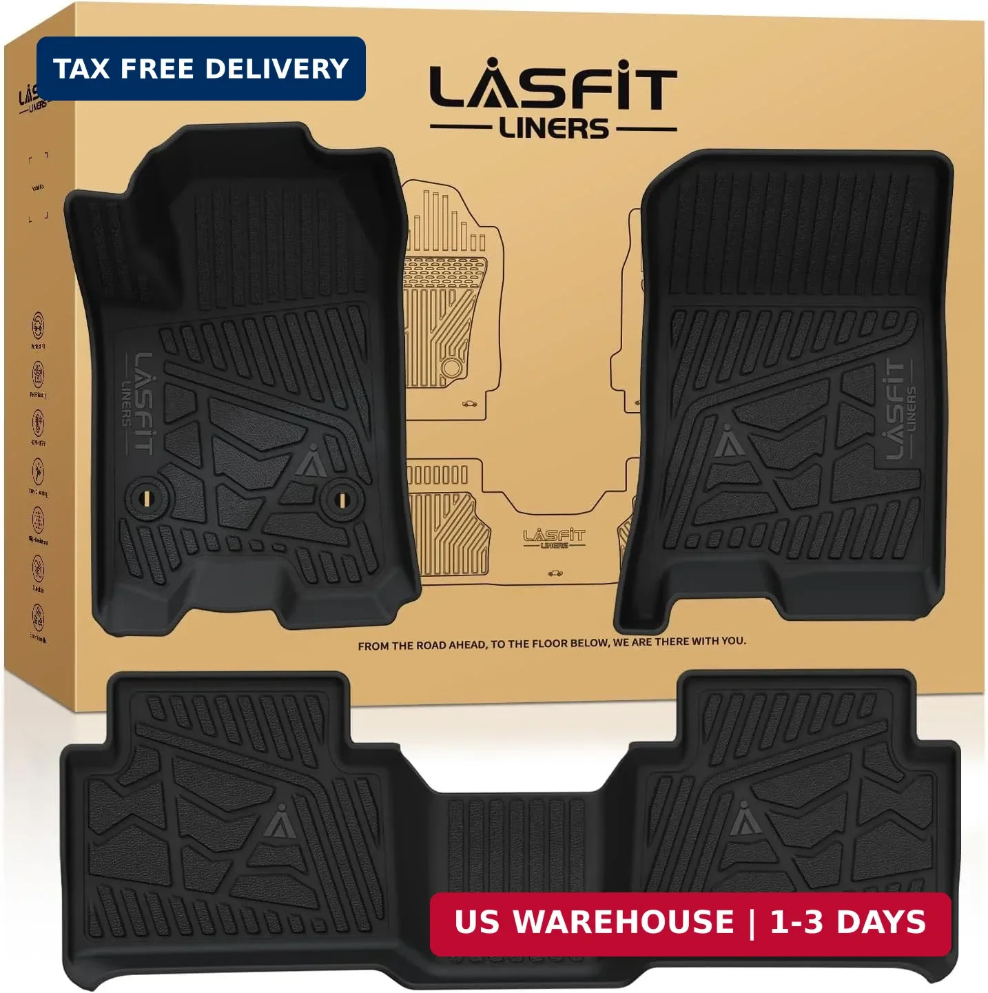 LASFIT Floor Mats for Chevrolet Chevy Colorado/GMC Canyon Crew Cab 2023 2024 202