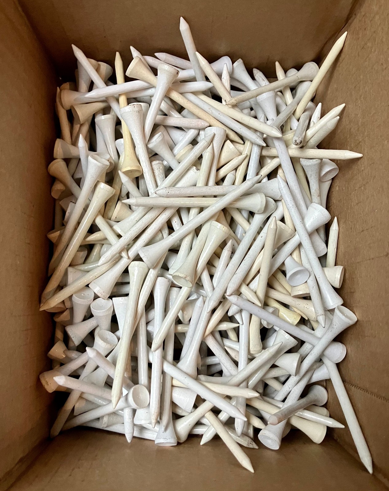 Lot of 250+ White 2 3/4" Wood Golf Tees (No Logos)