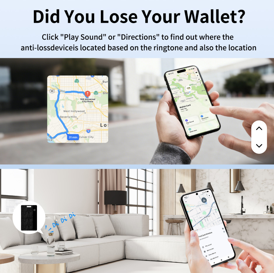 Slim Wallet Tracker Card – Apple Find My & Android Compatible Anti-Lost