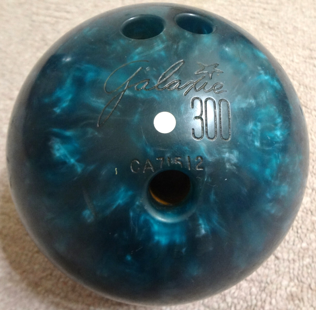 GALAXIE 300 BOWLING BALL 10 lb 5.9 oz USA VINTAGE BLUE TEAL WATER MARBLE DESIGN