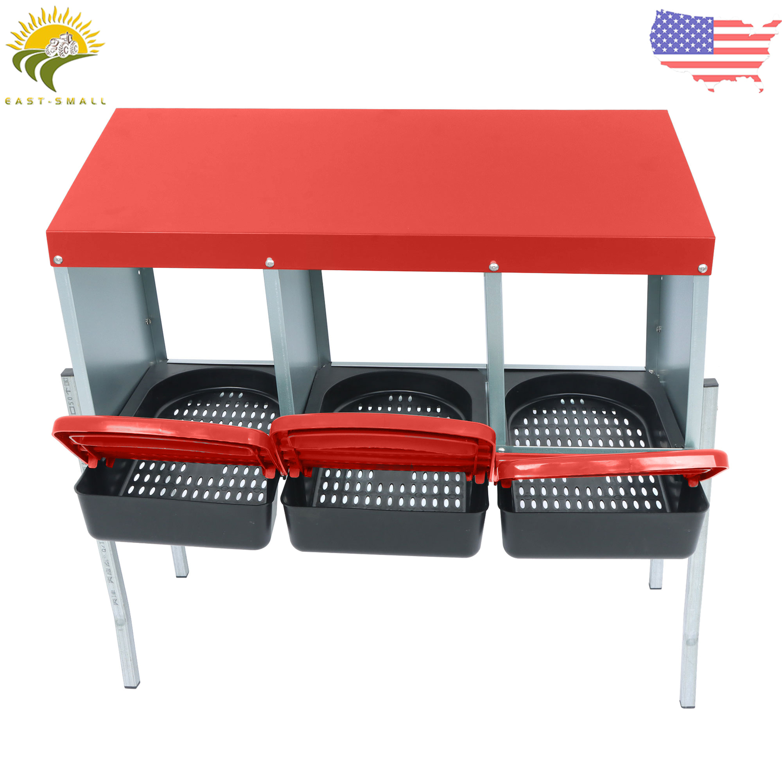 Chicken Nesting Boxes With Metal Legs Roll Out Laying Eggs Nesting Box 3 Holes