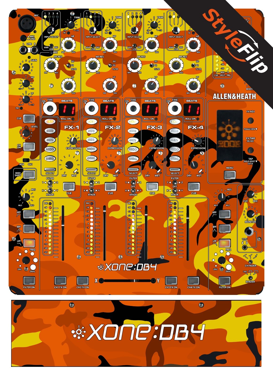 Allen & Heath XONE DB4 Skins | Orange Camo | Protective Decal | StyleFlip Skins