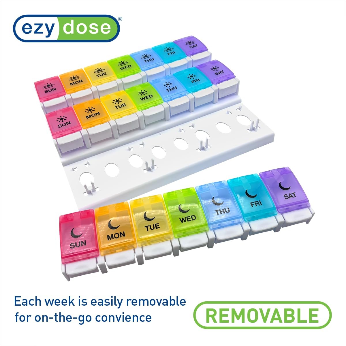 Weekly (7-Day) Pill Case, Daily Medicine Planner, Vitamin Organizer Container