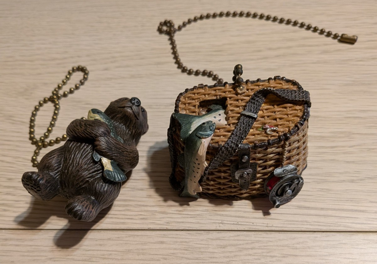 WOODLAND STYLE FAN PULLS SET OF 2 ~ LODGE CABIN FISHING THEME