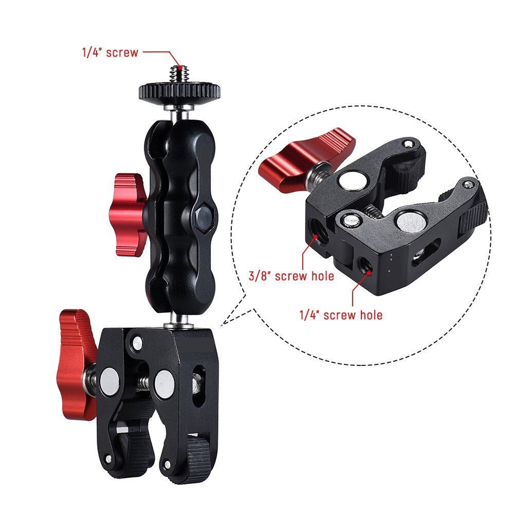 Multi-function Mini Ball Head Mount Clamp Arm with 1/4 Thread