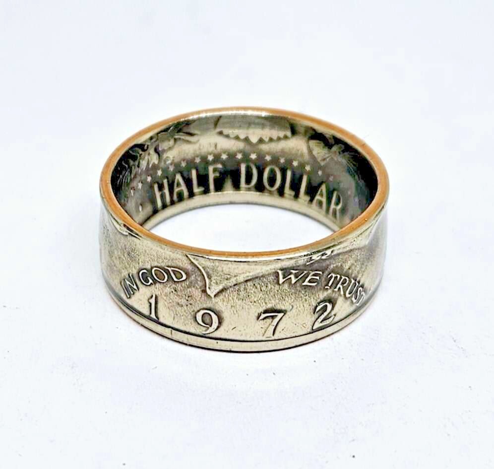 "Sealed" 1972 US JFK KENNEDY  HALF DOLLAR coin ring sizes 8-15