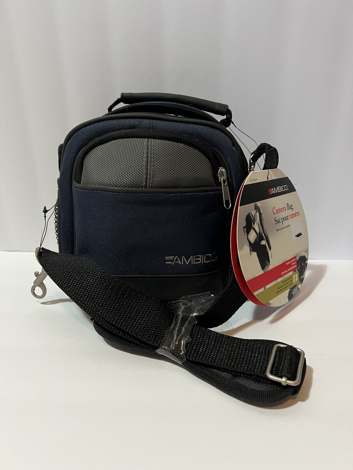 AMBICO Camera/Accessor Bag BC03GA NWT Blue  Gray Strap And Belt Loop