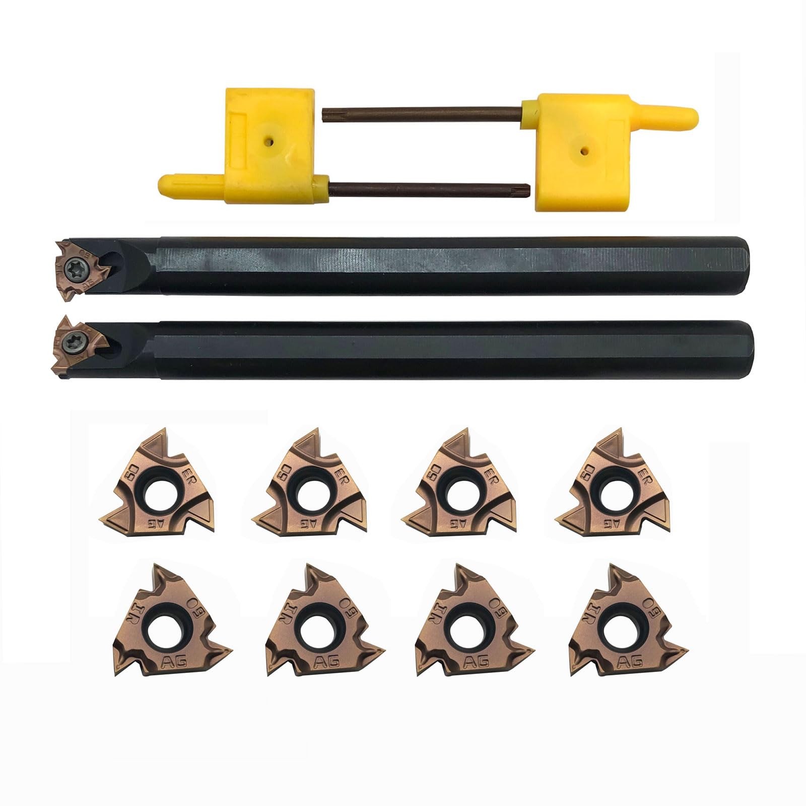 Zouzmin Lather Threading Tool Bit Set External Internal Threading Boring Bars...