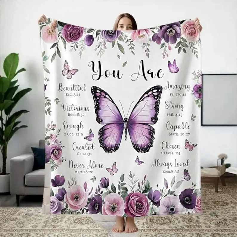 Personalized Inspirational Quote Blanket Custom Gift Throw Cozy Soft