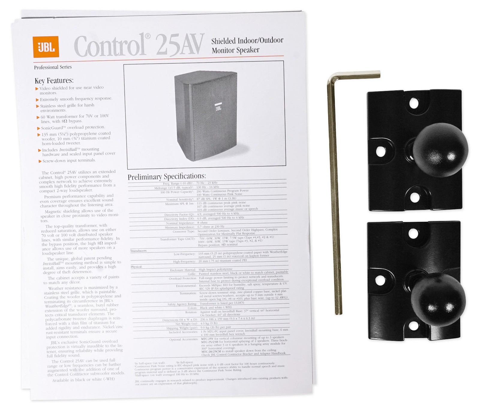 (6) JBL Pro CONTROL 25AV 5.25" 60 Watt 70v Indoor/Outdoor Commercial Speakers