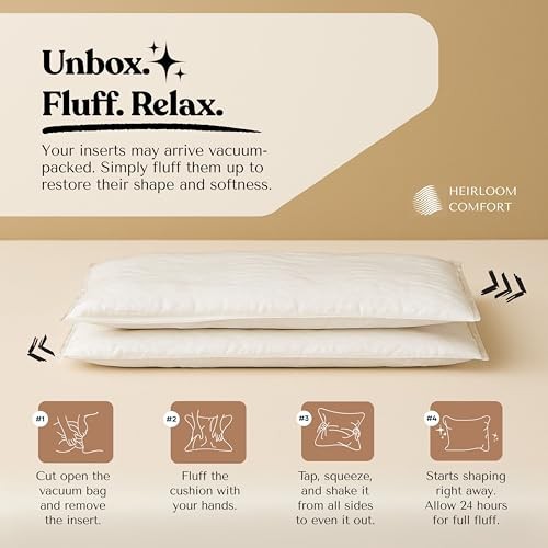 Rectangular Lumbar Pillow Inserts (Pack of 4, 12"x20", 12x20 Inch (Pack of 4)