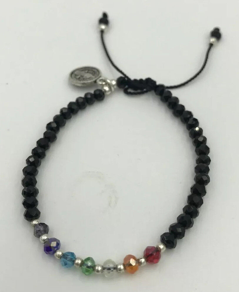 7Chakra~Bracelet~Black With St.Benedict Medal~San Benito