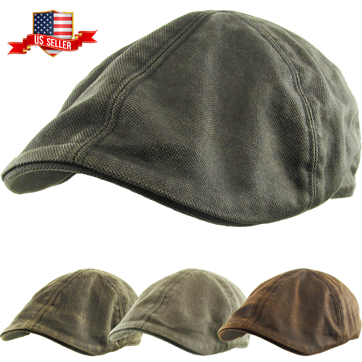 Men's Ivy Hat PU Leather Golf Driving Ascot Winter Flat Cabbie Newsboy Debonair