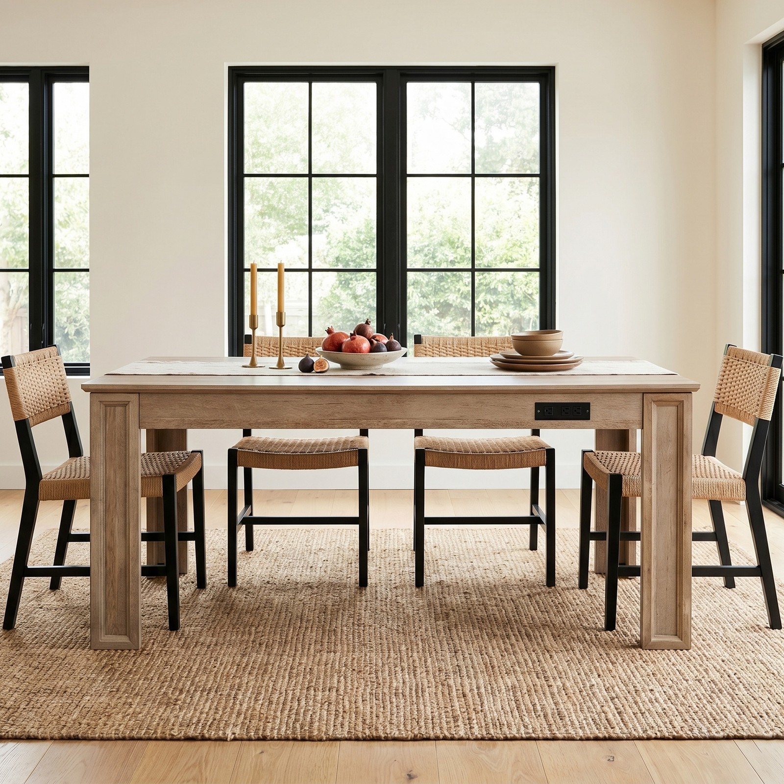 70" Rectangular Dining Table 6.5 ft w/ Charging Station & Drawer for 6-8 People