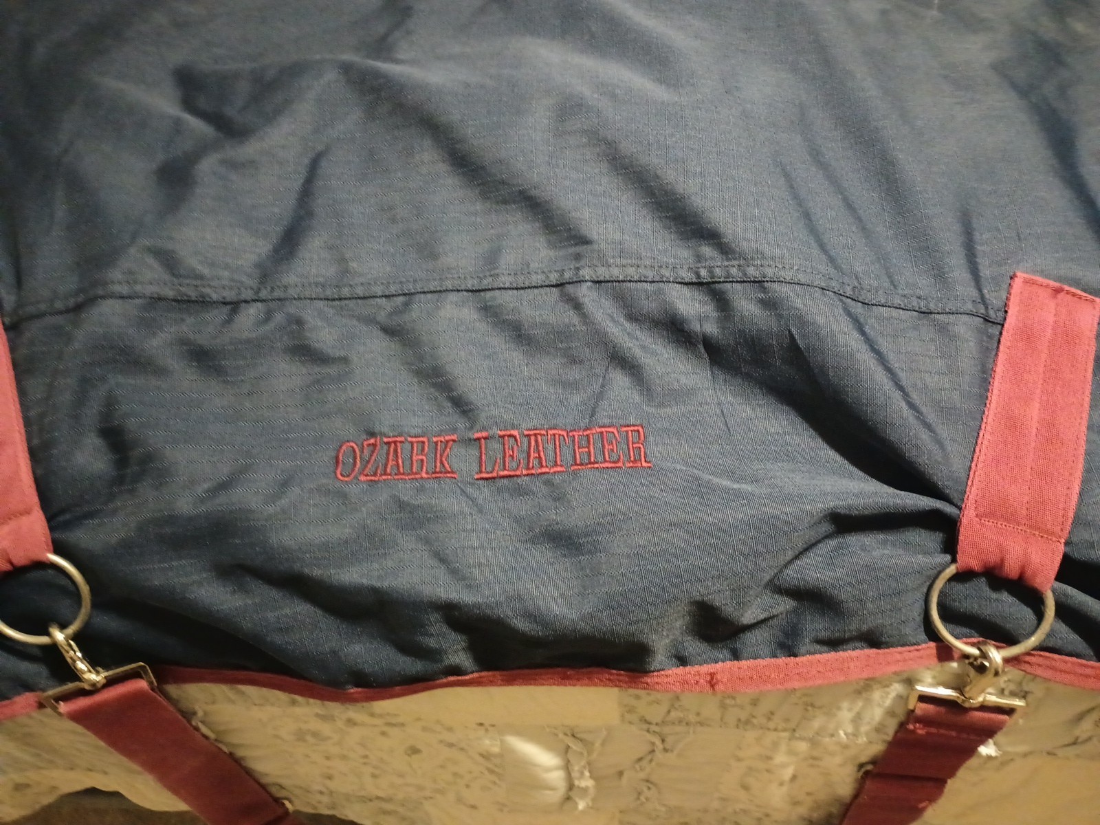 Ozark Leather Blue/Red Winter Horse Blanket 80"