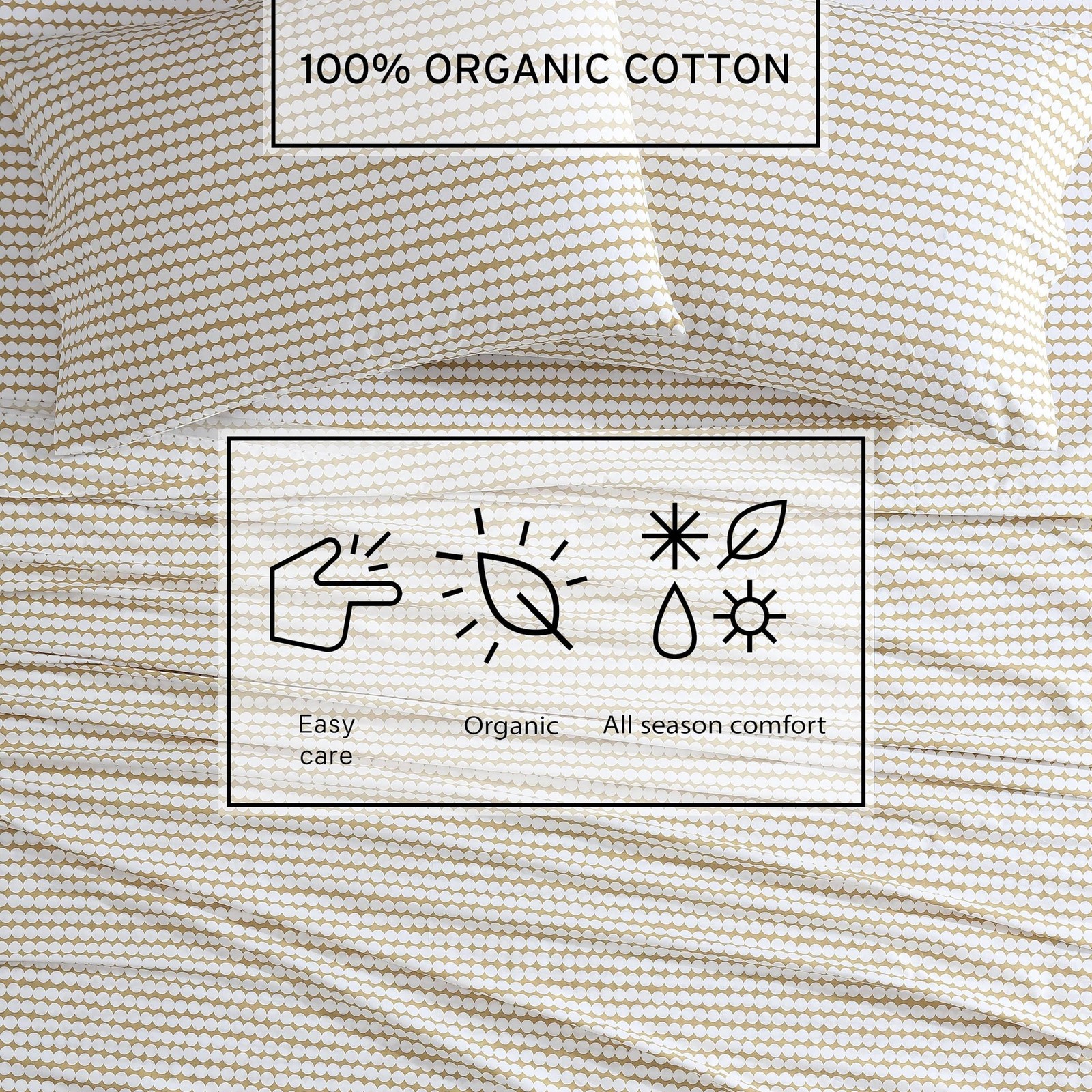 Queen Sheets, Organic Cotton Bedding Set, Luxuriously Soft & Smooth Home Decor,
