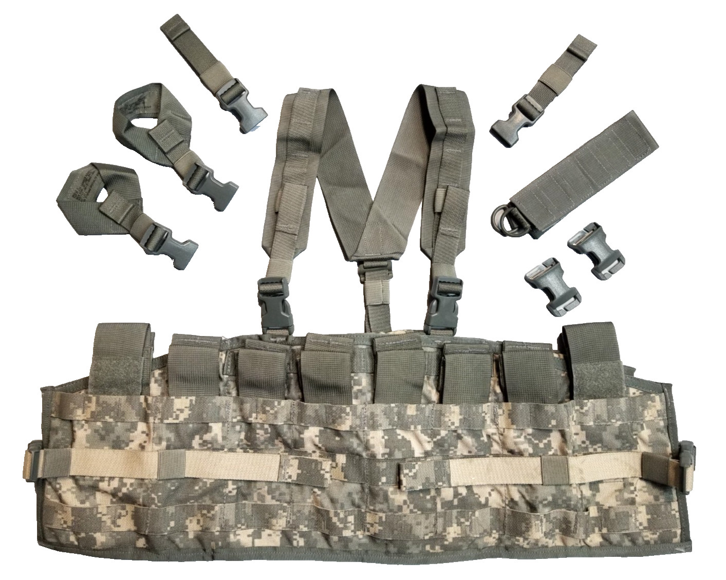 Complete US Army ACU Digital MOLLE II Tactical Assault Panel TAP Chest Rig Vest