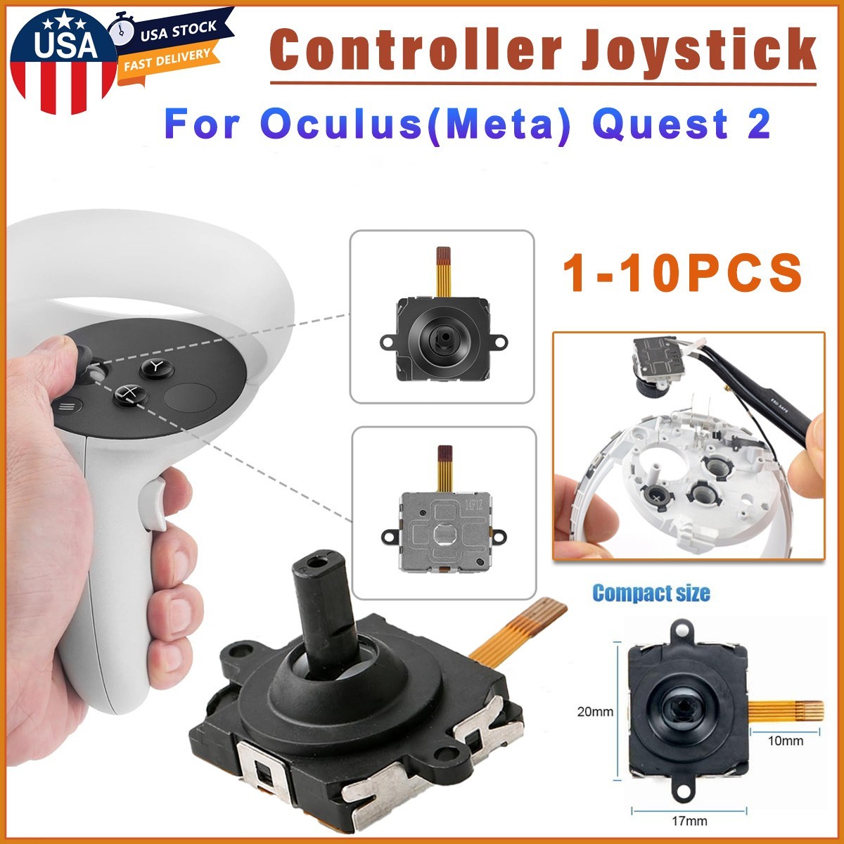 1x-10x 3D Analog Controller Joystick Thumbstick Rocker For Oculus (Meta) Quest 2