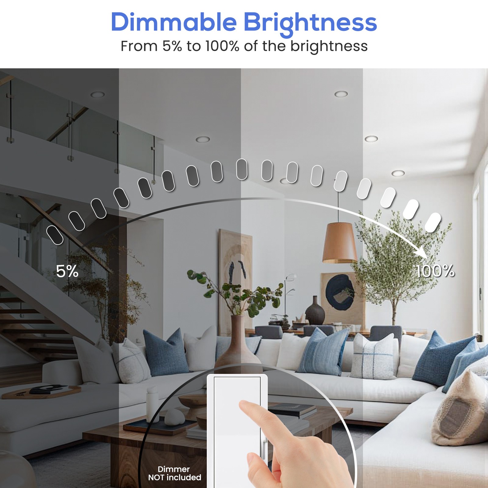 12W 5/6 Inch 5CCT LED Ceiling Lights Dimmable Black 1100lm Downlights Lamps Slim